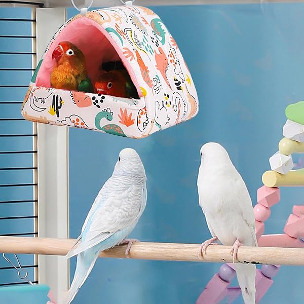 Genérico Parrot - Lit chaud - Coton moyen 11 x 11 x 10 cm avec isolation | Cachette d'oiseaux avec doublure en peluche, abri pour dormir en hiver, maison | Volière intérieure, transporteur de voyage - 2