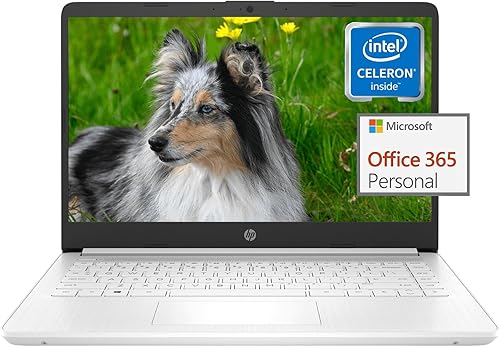 HP Laptop ultraligera de 14 pulgadas para estudiantes y empresas - Procesador Intel Quad-Core, 4 GB de RAM, 64 GB eMMC, Office 365 de 1 año, batería