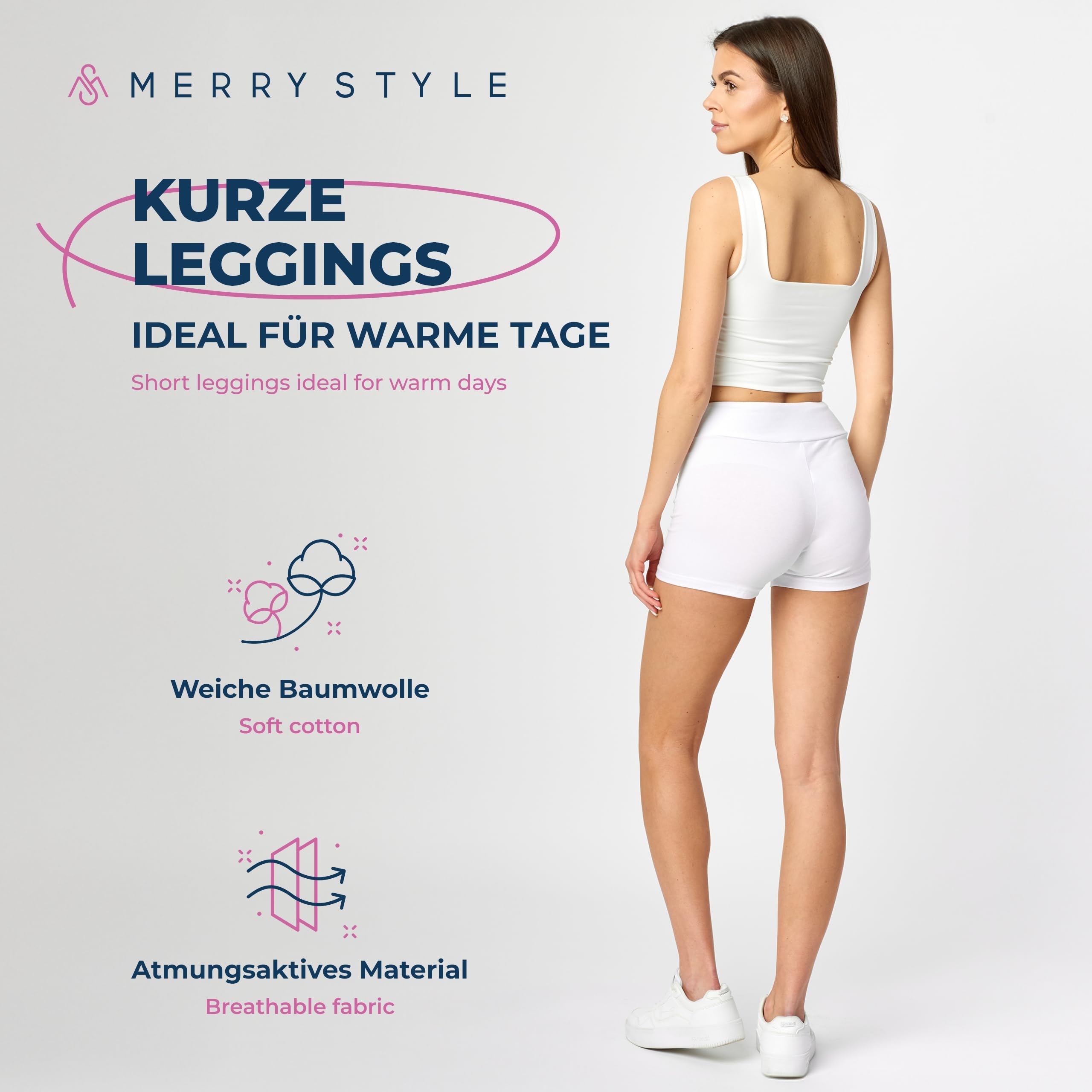 Merry Style Krótkie Legginsy Damskie z Bawełny MS10-359