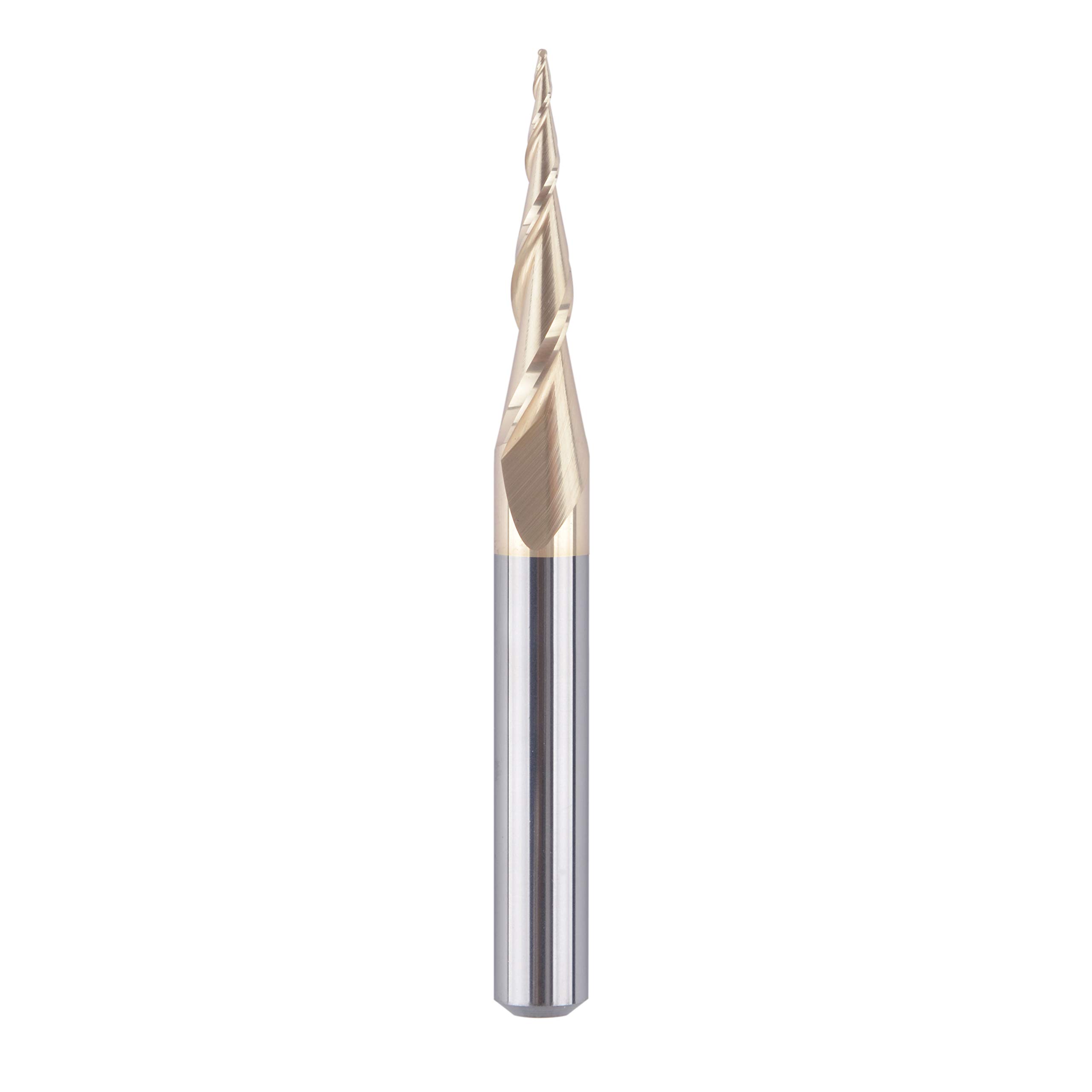 SpeTool Fraise à bec conique avec tige 1/4" avec rayon de coupe 1/64" pour la gravure 3D avec enduit ZrN