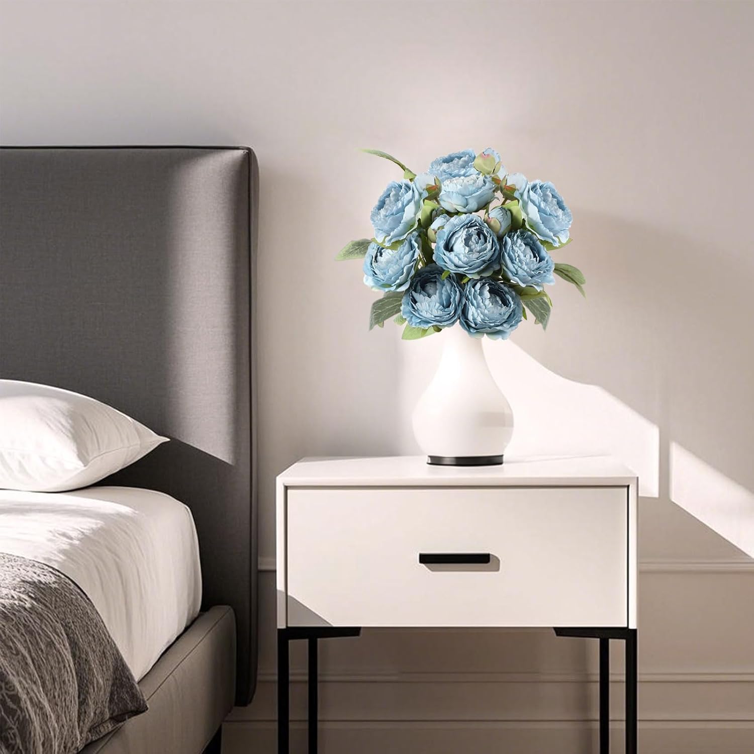 Blue Peonies Artificial Flowers,4 Pcs Faux Silk Peonies with Stems Real Look,Peony Bush Fake Flowers for Floral Arrangements Wedding Decorations for Home Decor (Blue) - Image 7