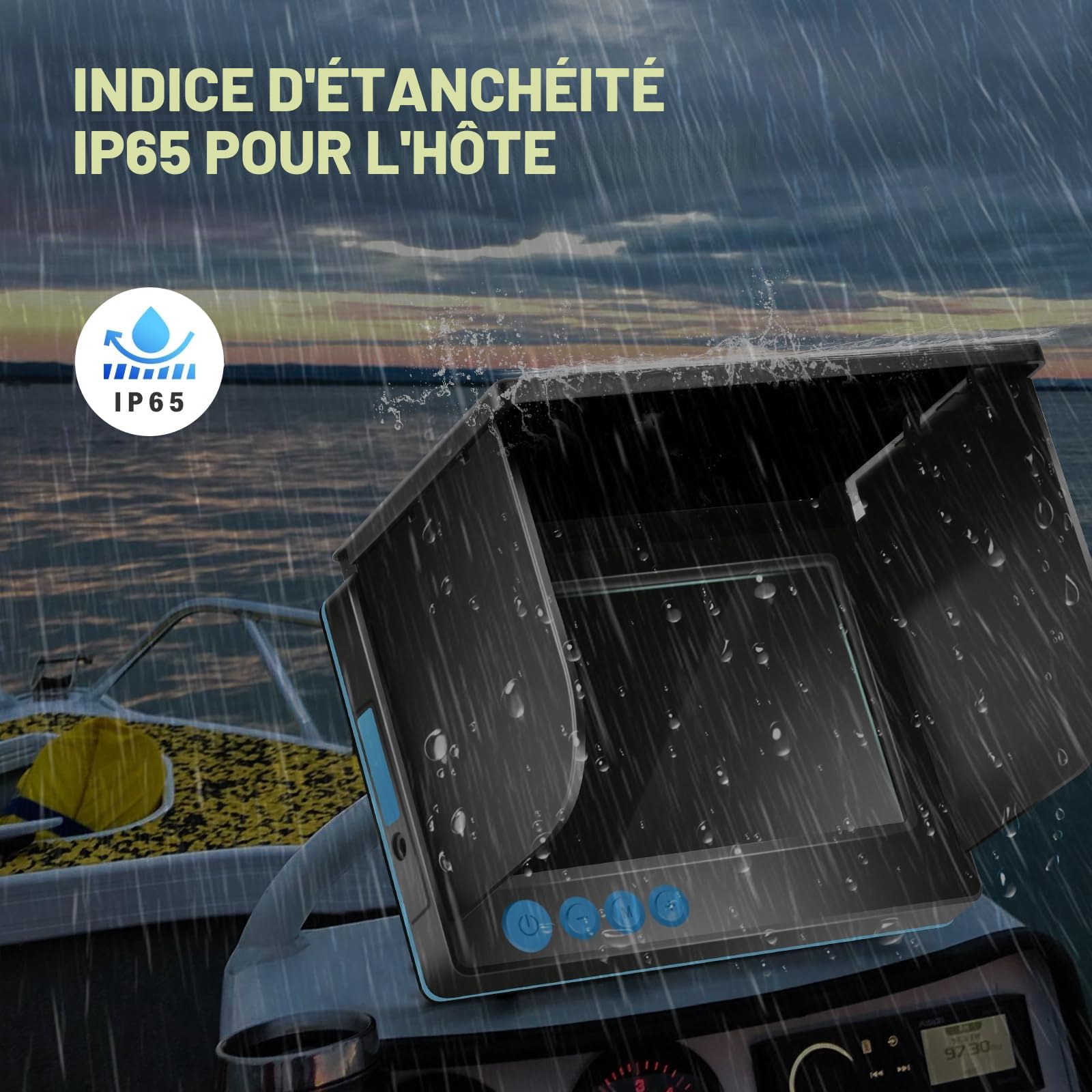 Fishfinder Caméra sous-Marine pour la pêche, Vision Nocturne Infrarouge, Grand Angle, hôte IP65 étanche, avec écran IPS de 5 Pouces pour Glace, rivière et Bateau