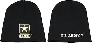 Trade Winds U.S. Army Star Black Embroidered Beanie Skull Cap Hat