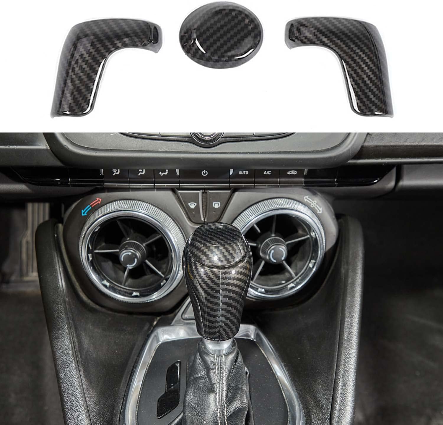 RT-TCZ Carbon Fiber Gear Shift Knob Cover Trim Decorative Interior Accessories for Chevrolet Camaro 2016-2022