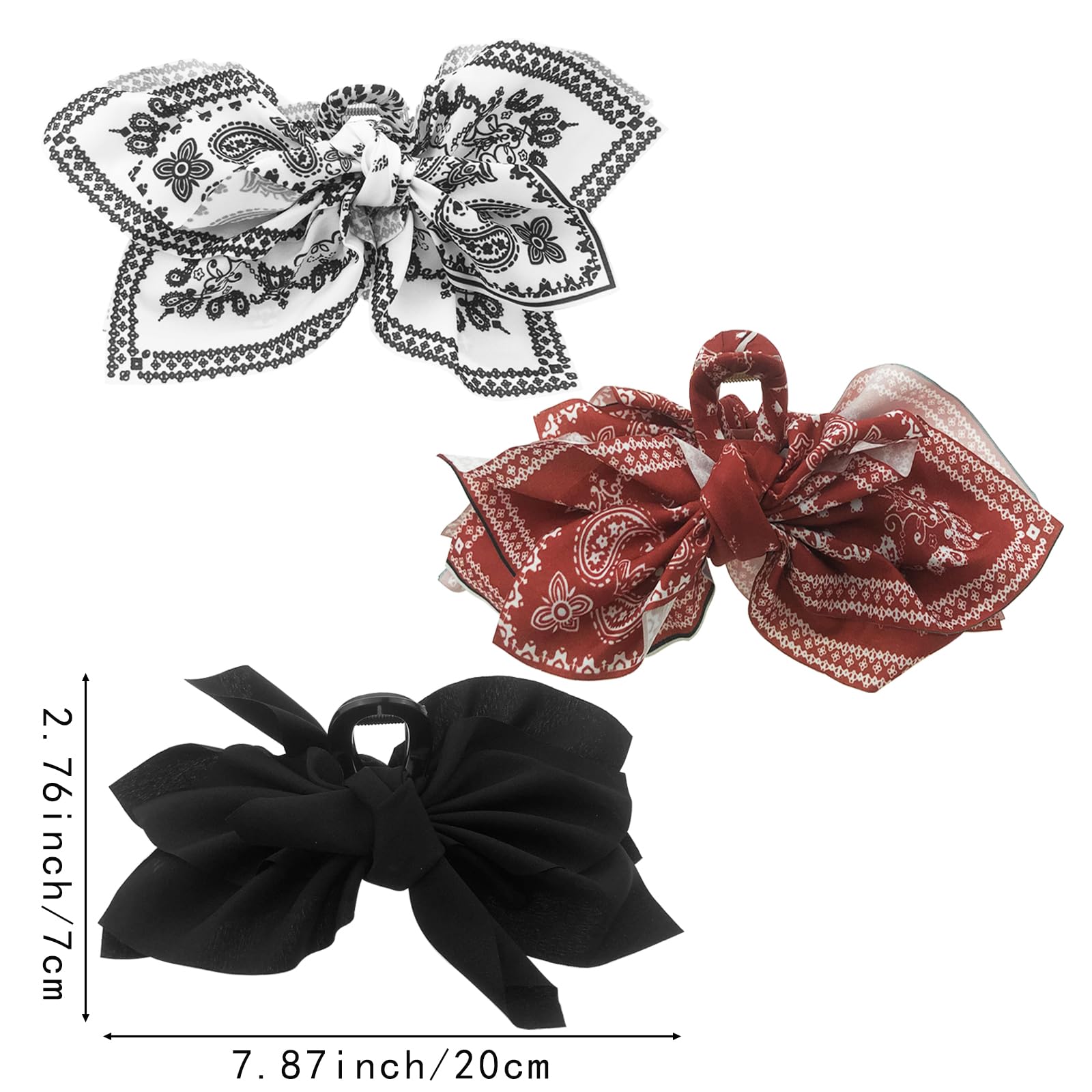 Paquete de 3 pinzas grandes para el pelo occidental, estilo bohemio, bandana, lazos para el pelo para mujer, accesorios antideslizantes para el cabello para niñas