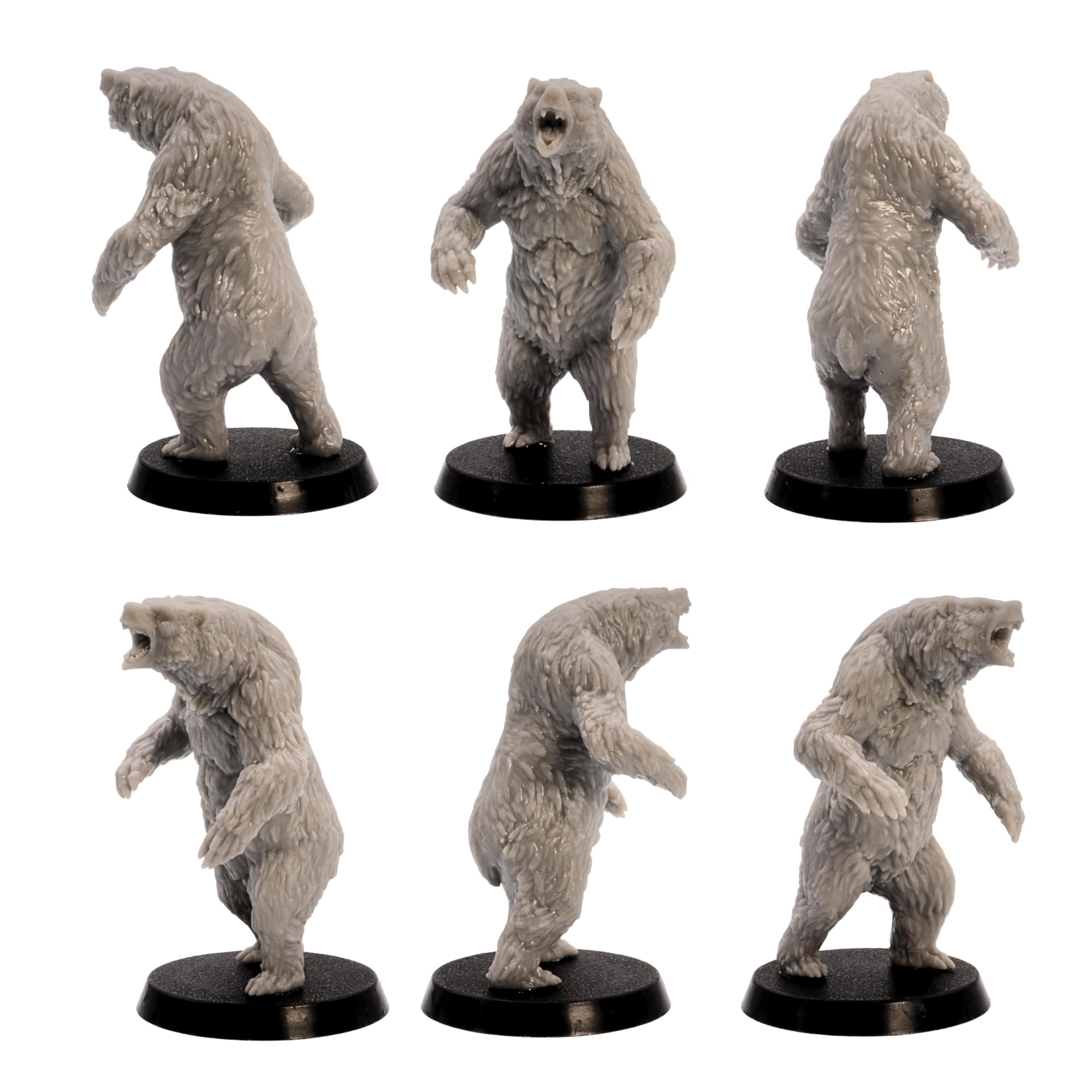 Forest Animals Miniatures Set - 6 Resin Models (Bear, Wolves, Deer) for Tabletop RPGs, Grey, 7cm - Image 3