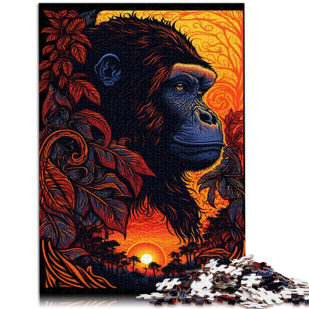 Puzzles Gifts Toys Gorilla Art Style 1000 pc Jigsaw Wooden Puzzle Every Piece is Unique - Challenging Family Fun Game 1000pcs（50x75cm） — image 1