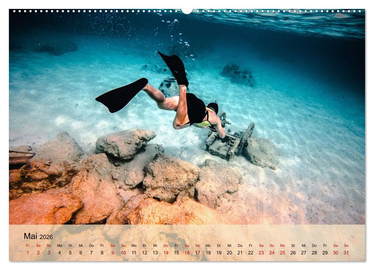 Erlebnis Tauchen - faszinierende Unterwasserwelt (hochwertiger Premium Wandkalender 2026 DIN A2 quer), Kunstdruck in Hochglanz: Spektakuläre Bilder ... Tauchrevieren der Erde (CALVENDO Sport)