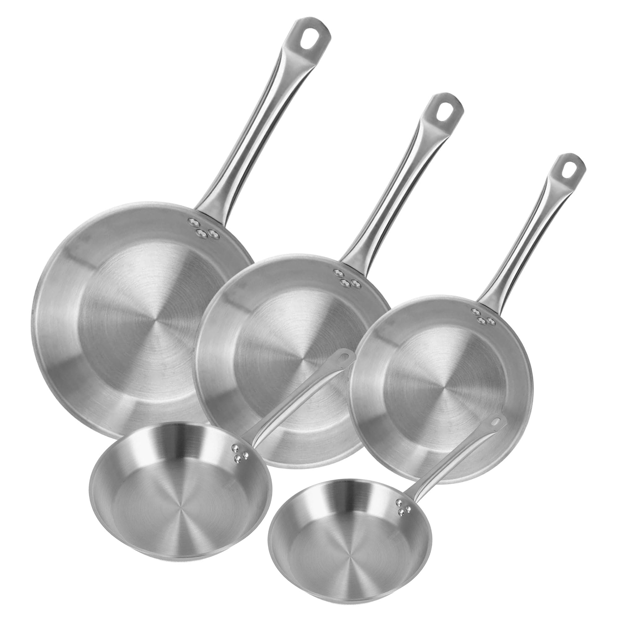 Well Home Set di 5 padelle Ø20Ø24Ø28Ø30Ø32cm in acciaio inox, adatte per induzione e senza antiaderente