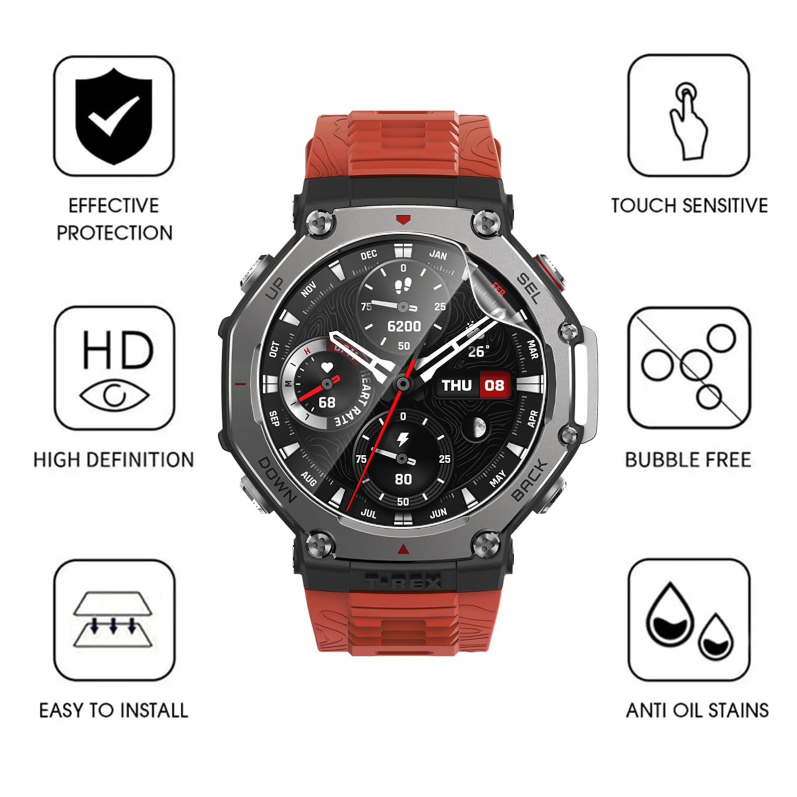 KZIOACSH Screen Protector for Amazfit T-Rex 3 - Image 2