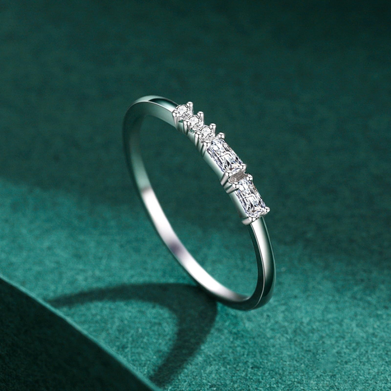 Anillo de boda para mujer, oro auténtico, delicado diamante cultivado en laboratorio, alianzas de boda de oro blanco para mujeres