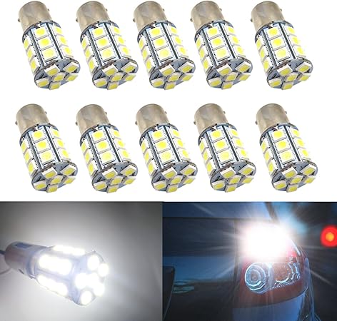 Amazon Hoomoo 24v車用 S25シングル G18 1156 Ba15s 27連 Led 電球 ホワイト トラック デコトラ ダンプ バス 大型車用 バルブ ウインカー マーカー球 ターンライト ブレーキランプ サイドフラッシャーランプ 高輝度 汎用 10個セット 汎用バルブ 車 バイク