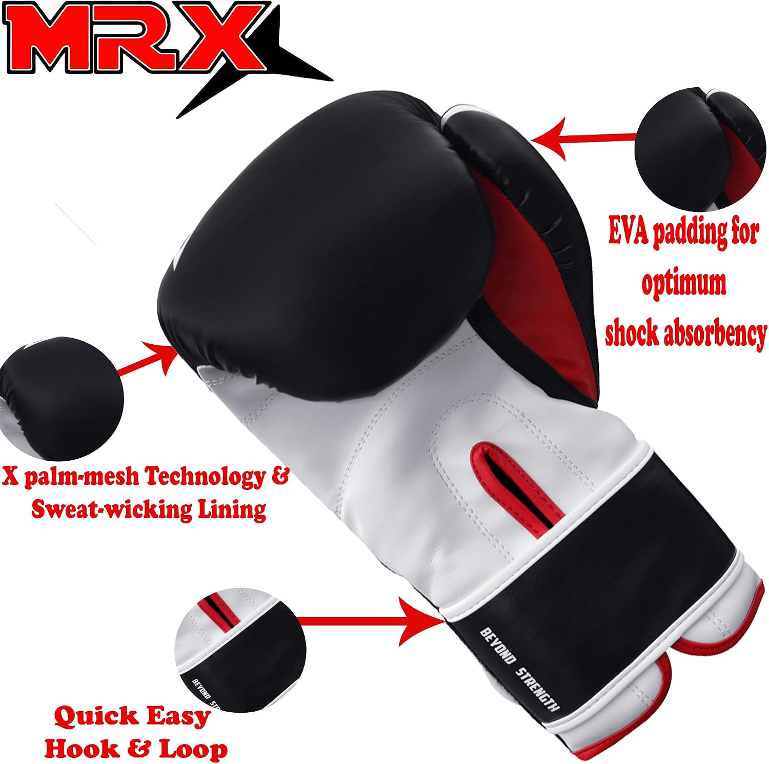MRX Boxing Gloves with Free Hand Wraps for Men & Women Boxing Training Gloves Kickboxing Muay Thai Sparring Punching Gloves Kickboxing Gloves Heavy Bag Workout Gloves for Boxing MMA Martial Arts