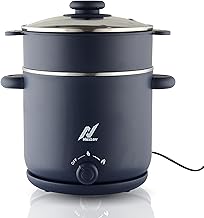 Nexlev Multi Purpose Electric Food Kettle|1.8L Stainless Steel Pot| 600W|Boil, Steam, Fry, Saute| Double Layered Body|2 Heat Settings|Multi Function for Water, Milk, Egg, Soup, Noodles|KE-01