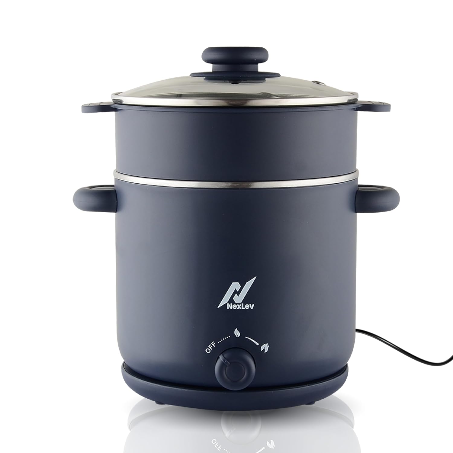 nexlev Multi Purpose Electric Food Kettle|1.8L Stainless Steel Pot| 600W|Boil, Steam, Fry, Saute| Double Layered Body|2 Heat Settings|Multi Function for Water, Milk, Egg, Soup, Noodles|KE-01