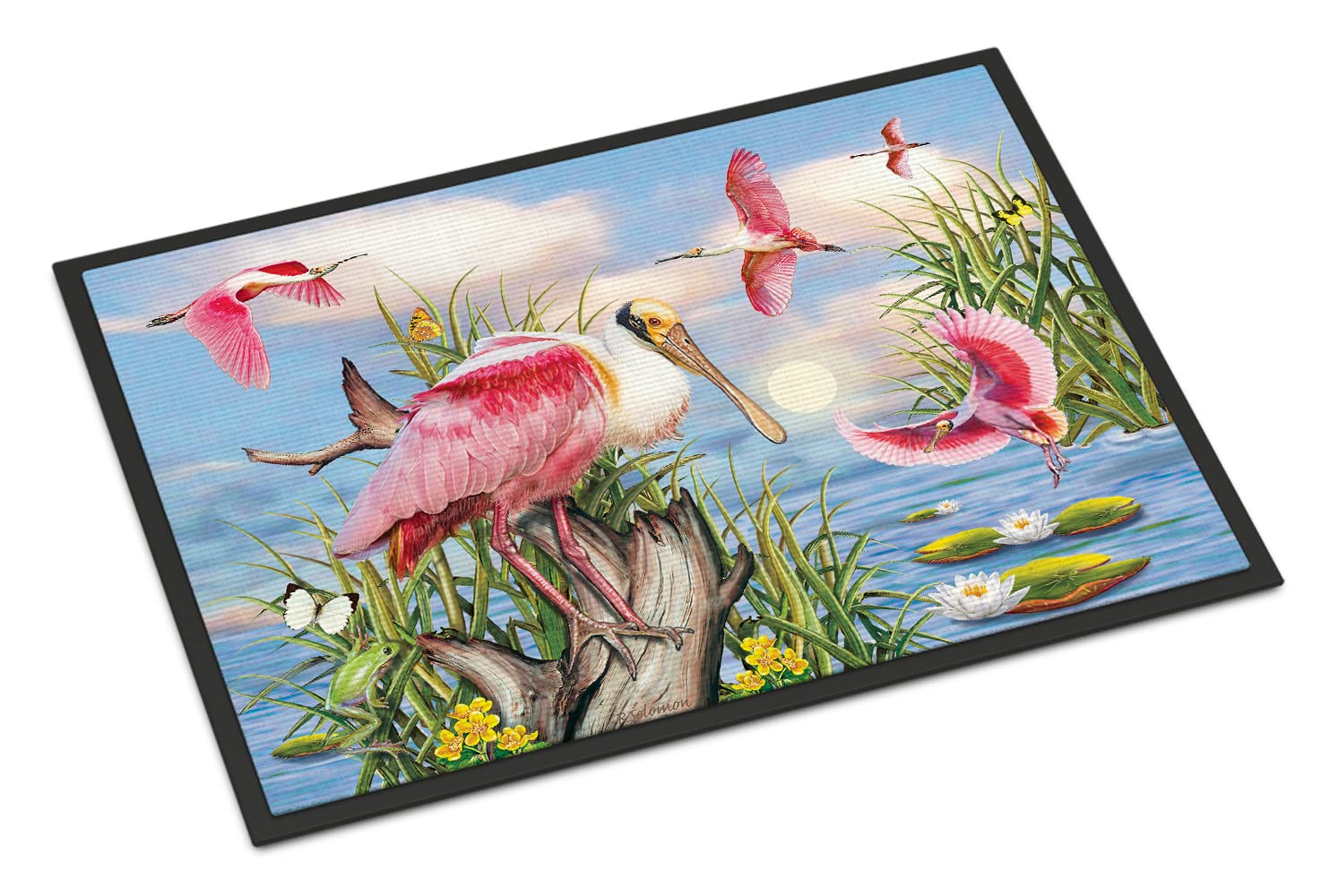 Caroline's Treasures PRS4036MAT Roseate Spoonbill Doormat 18x27 Front Door Mat Indoor Outdoor Rugs for Entryway, Non Slip Washable Low Pile, 18H X 27W