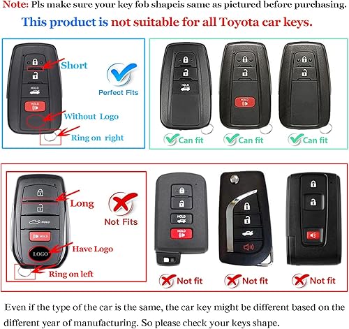 Miniatura 2 de QBUC Funda para llavero Toyota con llavero de TPU de alta calidad, adecuada para Highlander RAV4 Camry Avalon C-HR Corolla GT86 2018-2024 (estilo