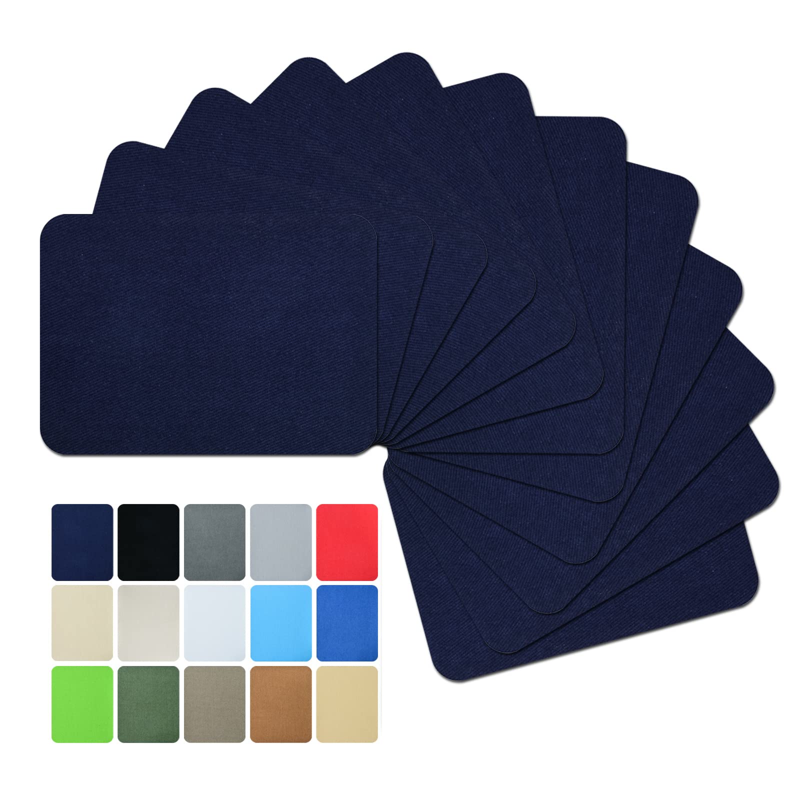 Premium Quality Fabric Repair Patches Iron-on Patches for Clothing Inside &amp; Outside Strongest Glue Cotton 3" by 4-1/4" (7.5 cm x 10.5 cm)… (12PCS-Dark Blue)