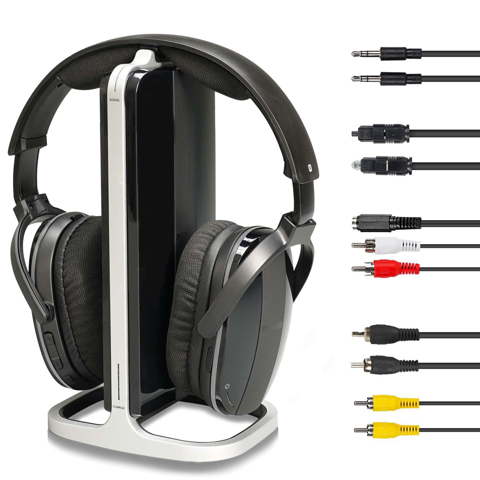 Retekess TA007 Casque sans Fil pour TV, Station de Charge d'émetteur 2.4G, Pas de Retard Audio, Distance de 60m dans Un Lieu Ouvert, Casque Television, Casque Audio sans Fil, pour la Maison