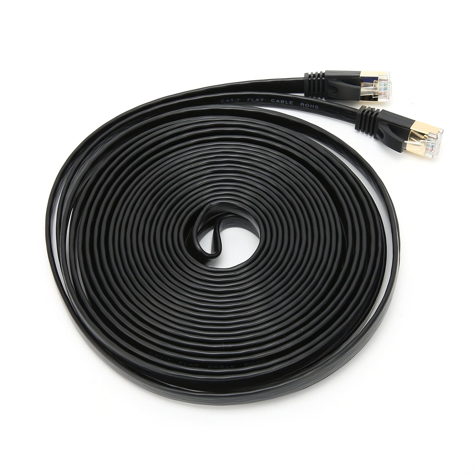 Fafeicy Cavo di Rete, Cavo Ethernet CAT7, Esterno e Interno, Cavo di Rete LAN Ad Alta velocità per Carichi Pesanti 10 Gbps, 600 Mhz con Oro, Cavi Ethernet di Categoria 7 (#10)