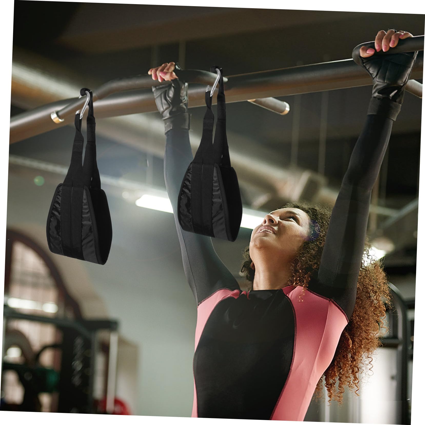 PRETYZOOM Correas para Dominadas y Abdominales de Oxford Resistentes Entrenamiento Multifuncional para Gimnasio y Casa Accesorios Fitness para Fuerza y Musculación de Negro con Hebillas