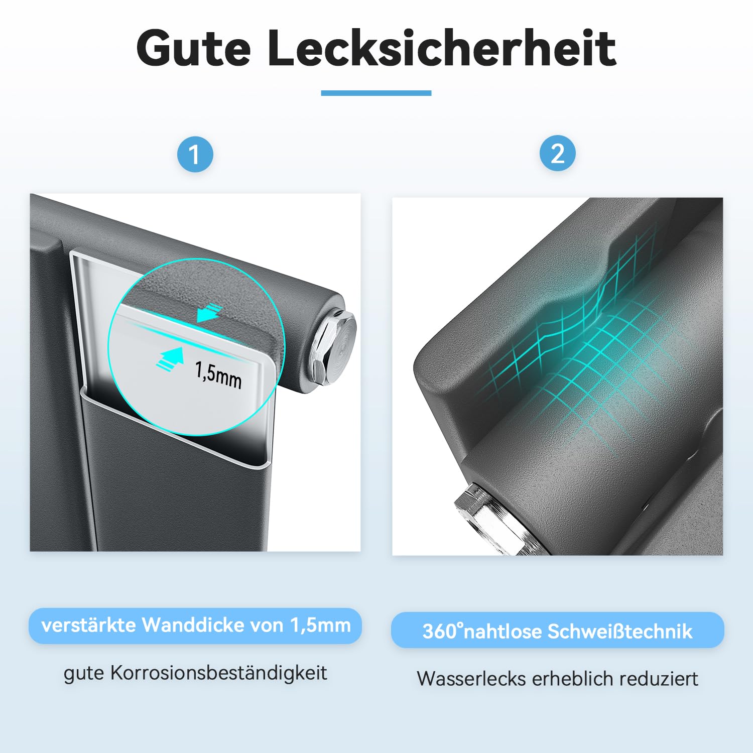 SONNI Heizkörper 600x832mm Anthrazit, Design Flachheizkörper mit WIFI Smart Heizstab 800 Watt, elektrischer Flach Vertikal Heizkörper Bad, Einlagig Paneelheizkörper mit APP-Steuerung