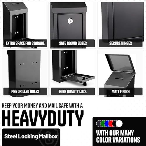 Miniatura 4 de Caja de donación de metal, caja de sugerencias con ranura y cerradura, caja de bloqueo para dinero impermeable, caja de comentarios y votación,