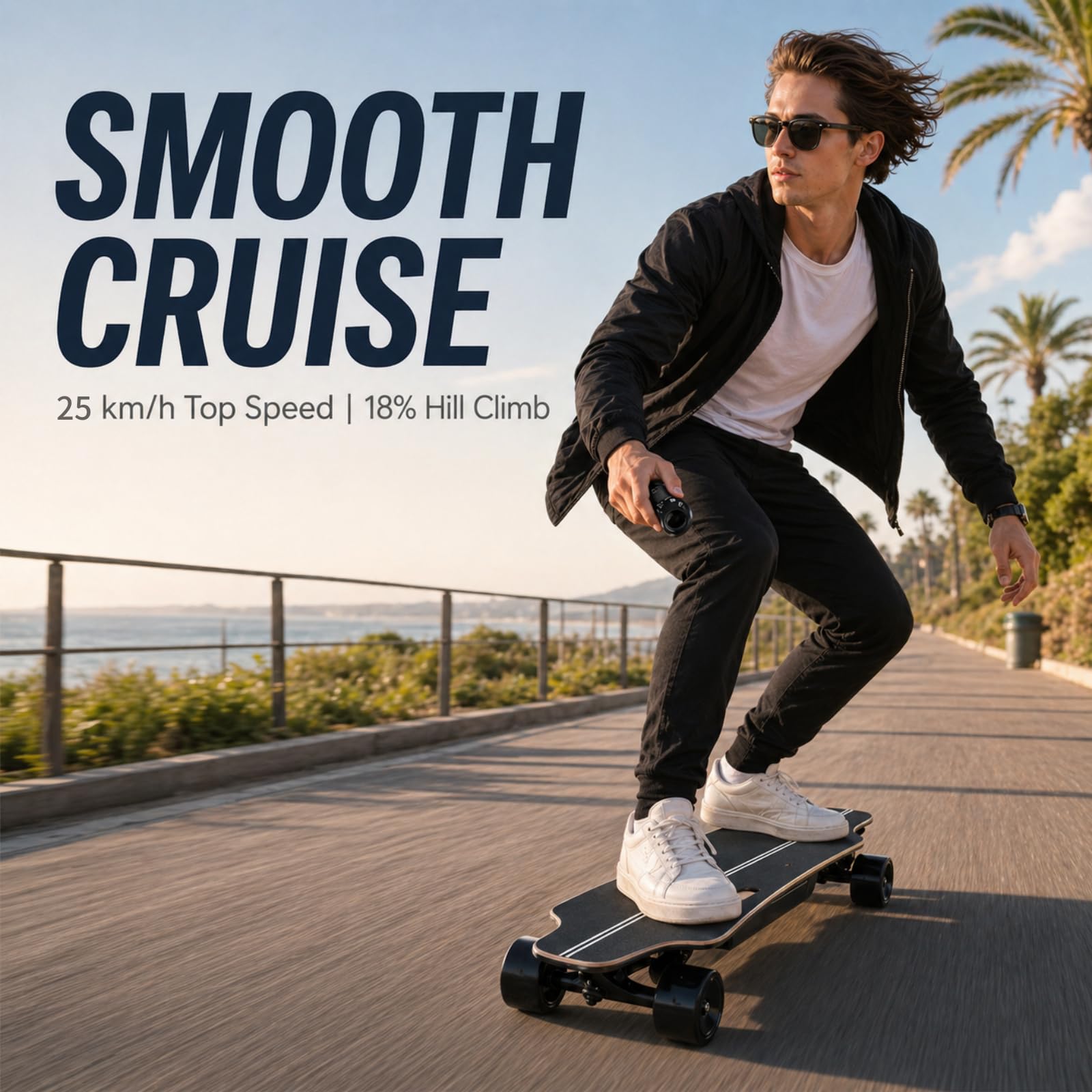 Skateboard Électrique Adulte, Longboard Électrique Léger avec Télécommande | 20 km/h, 8 km Autonomie, Idéal Déplacements Urbains 15km