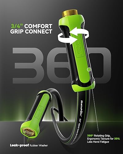 Miniatura 3 de RAINPOINT Manguera de jardín de 50 pies x 5/8 pulgadas, manguera de agua resistente, flexible, ligera y duradera, manguera híbrida con mango