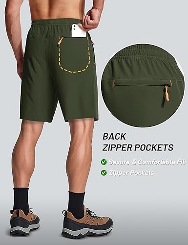 Miniatura 3 de MAGCOMSEN Pantalones cortos de senderismo para hombre de 9 pulgadas, de secado rápido, ligeros, con bolsillos con cremallera, para entrenamiento,