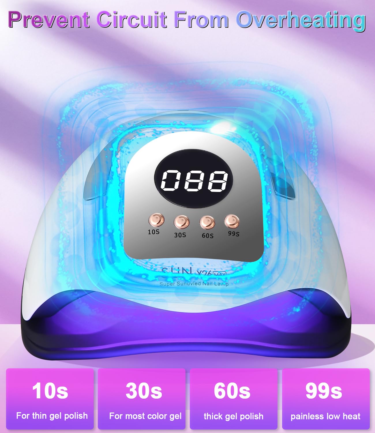 Lampa UV do paznokci 380 W, 81 LED lakier żelowy do paznokci, 4 timery, wyświetlacz LCD, automatyczny czujnik, szybka suszarka, nadaje się do wszystkich lamp