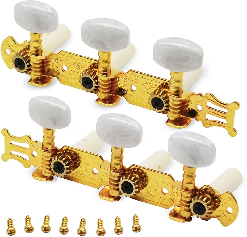 SAPHUE Un conjunto de clavijas de afinación de guitarra clásica dorada 1R1L Clavijas de afinadores