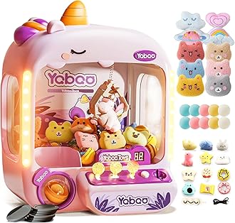 Unicorns Claw Machine for Kids Girls, Mini Arcade Candy Vending Machine, Fidget Prizes Refill, Egg Grabber Machine Dispenser, Christmas Party Toys Gifts for Girls Boys