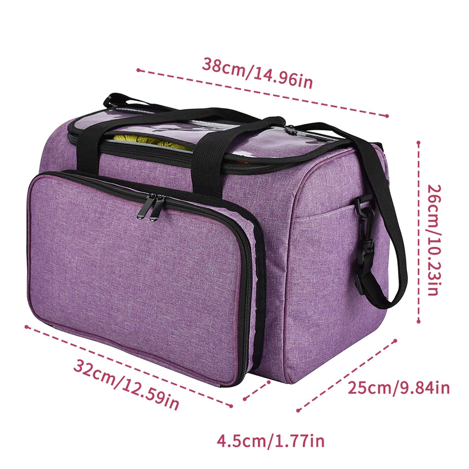 Bolsa de almacenamiento para tejer, portátil, para mujer, de lana, ganchillo, ganchillo, para hilo de hilo, organizador de costura, bolsa de punto (morado)