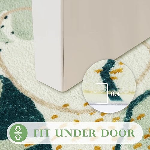 Miniatura 5 de Uphome Tapetes de baño para baño, bonitas alfombras de inodoro con forma de U, antideslizante, lavable, suave, alfombra de baño botánica abstracta,