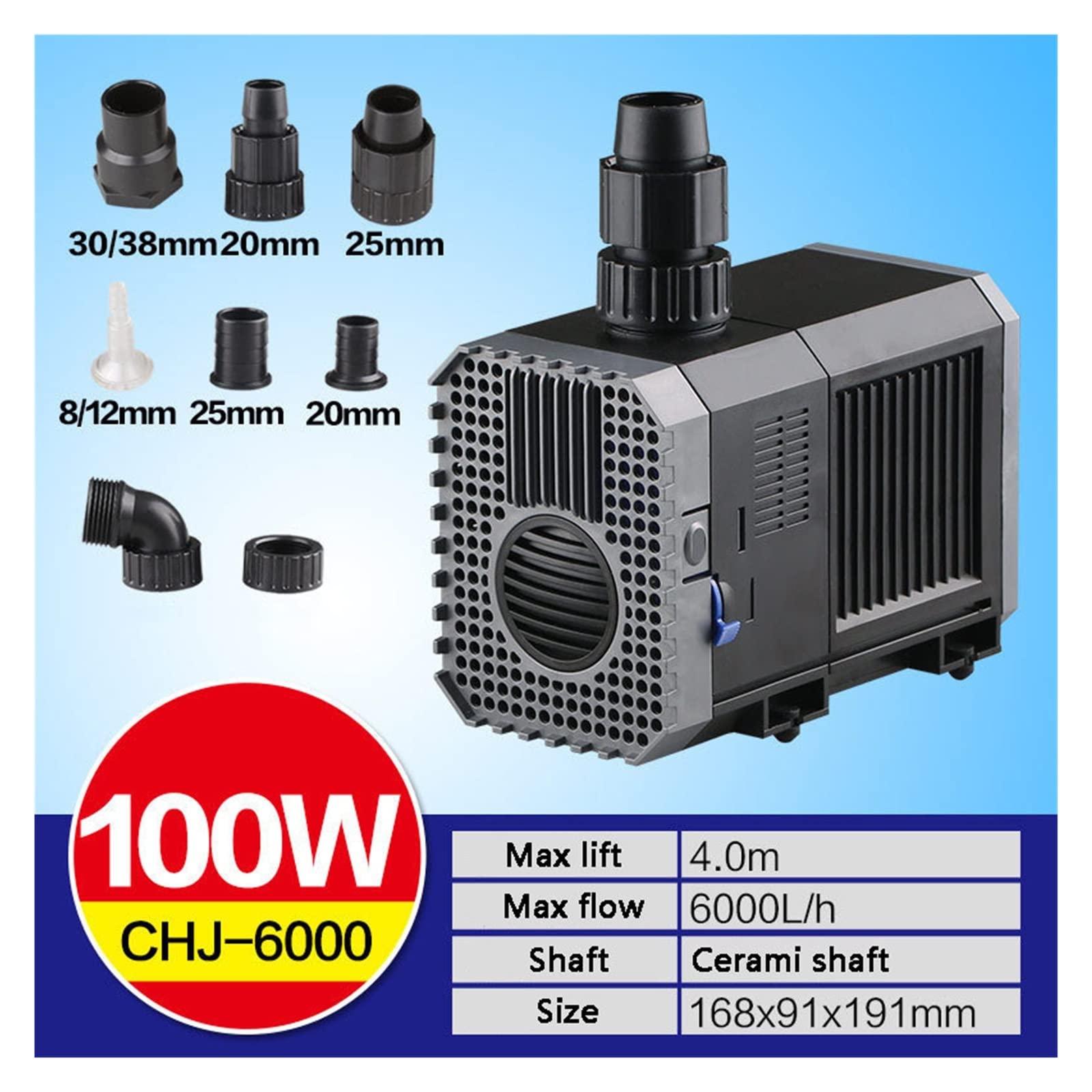 Producto duradero para uso industrial Bomba sumergible for acuario de 65W, 80W, 100W, 4500L/H, 5000L/H, 6000L/H, bomba de fuente de filtración, bomba de agua circulante for tanque de peces ( Size : 10