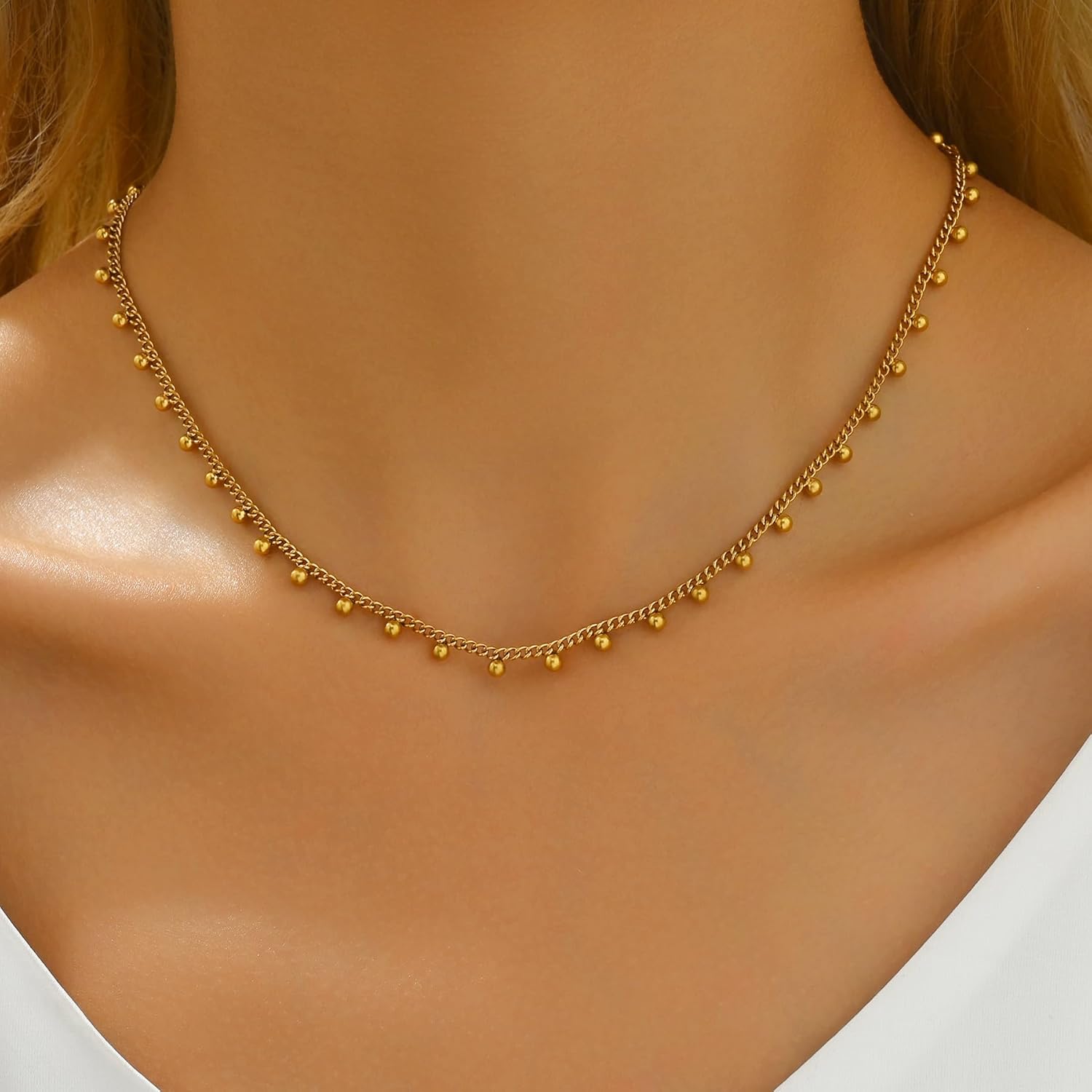 Gold Chain Necklace for Women 18K Gold Plated Dainty Star Cross Heart Cuabn Choker Chains Stainless Steel Trendy Jewelry Christmas Gifts - Image 4