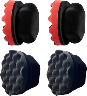 Tire Shine Applicator Pads, 4 Pcs Tire Dressing Applicator, Reusable Tire Shine Sponge Wave Contoured for Car Detailing, 4.33 inch (2 Red & 2 Black)