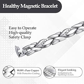 Jecanori Pure Copper Bracelets for Women,Ultra Magnetic Bracelets for Women with 3500 Gauss Magnets,Crystal Mother\'s Day Jewelry Gift, Sizing Tool