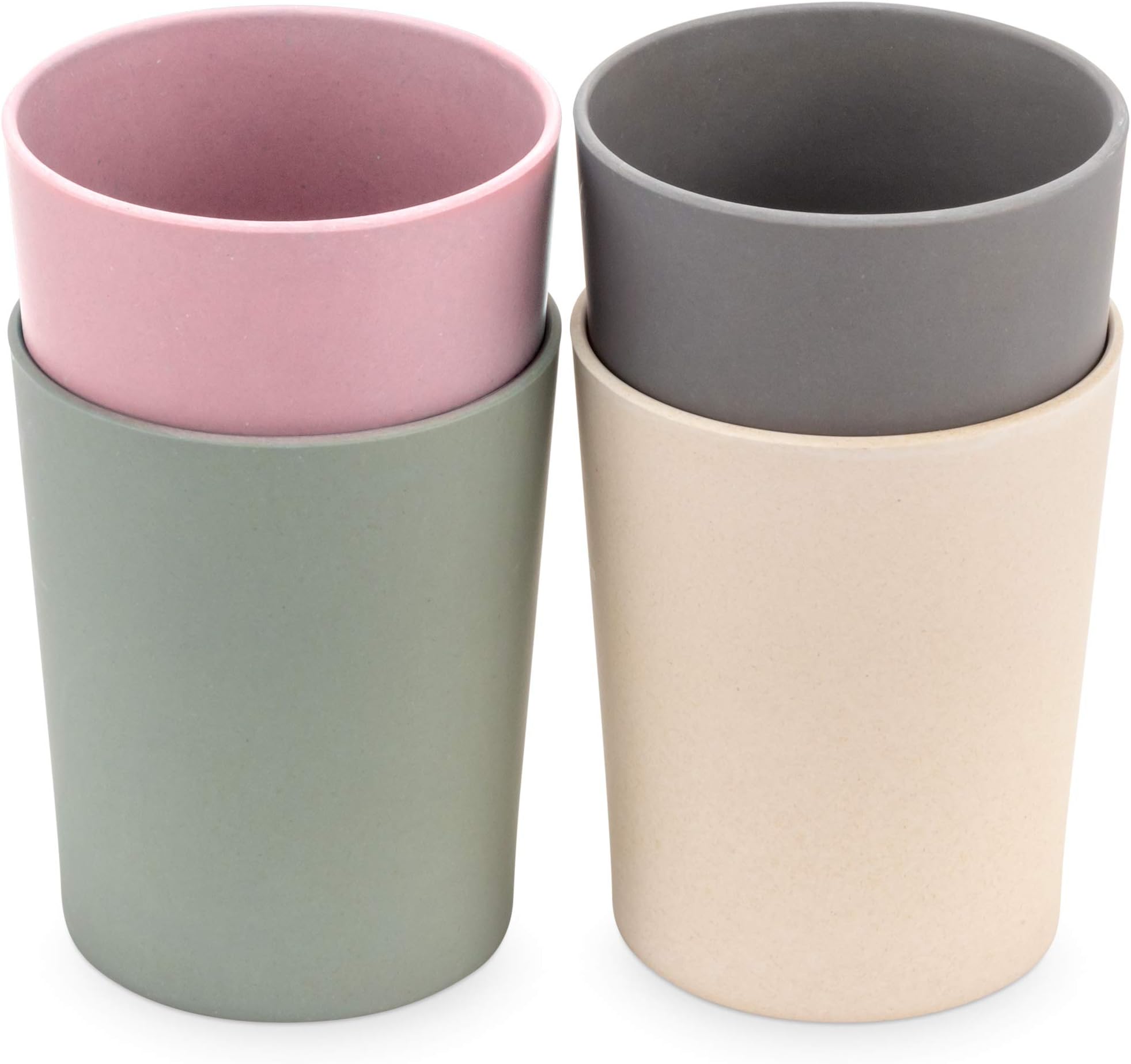 Bamboo Toddler Cups - 4 pc Set (10 fl oz), Organic & Non-Plastic Cup Pack for Toddlers, Big Kids or Baby, Natural