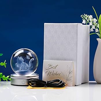 Amazon.co.jp: Kertari K9クリスタル ボール 3D 猫 可愛い 誕生日