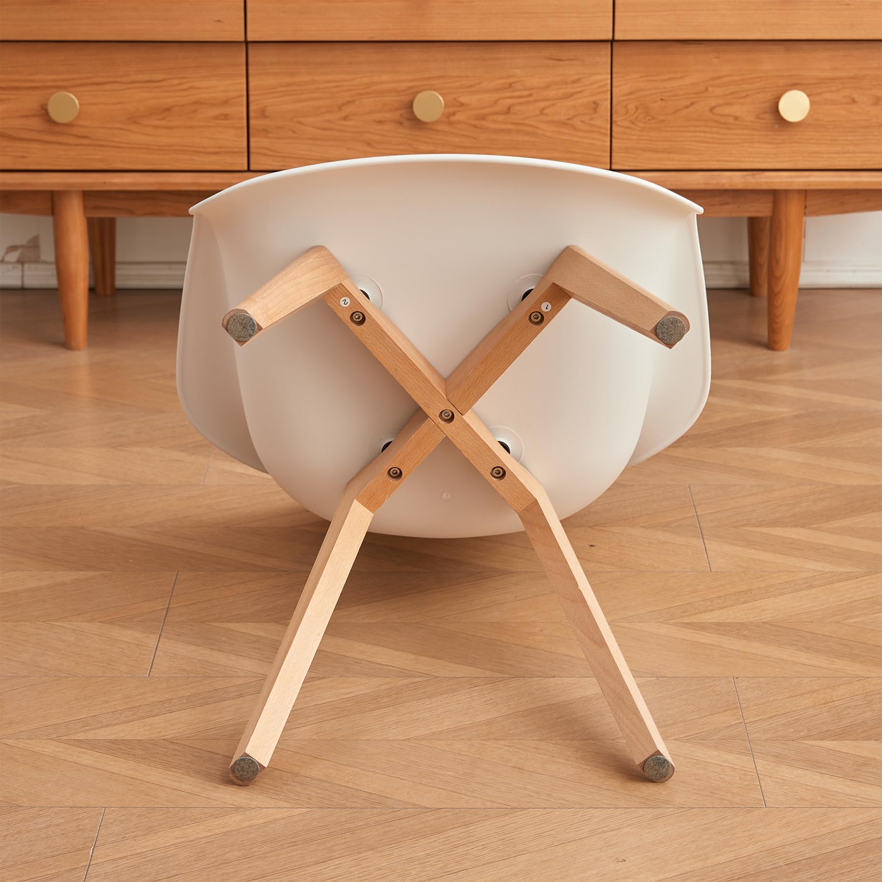 Set di 2 Sedie da Pranzo con Braccioli, Sedute in PP, Bianco | Design Nordico, Polipropilene e Faggio, Resistenti, Facili da Pulire, Fino a 125kg. per Cucina, Sala, Ufficio, Caffè.