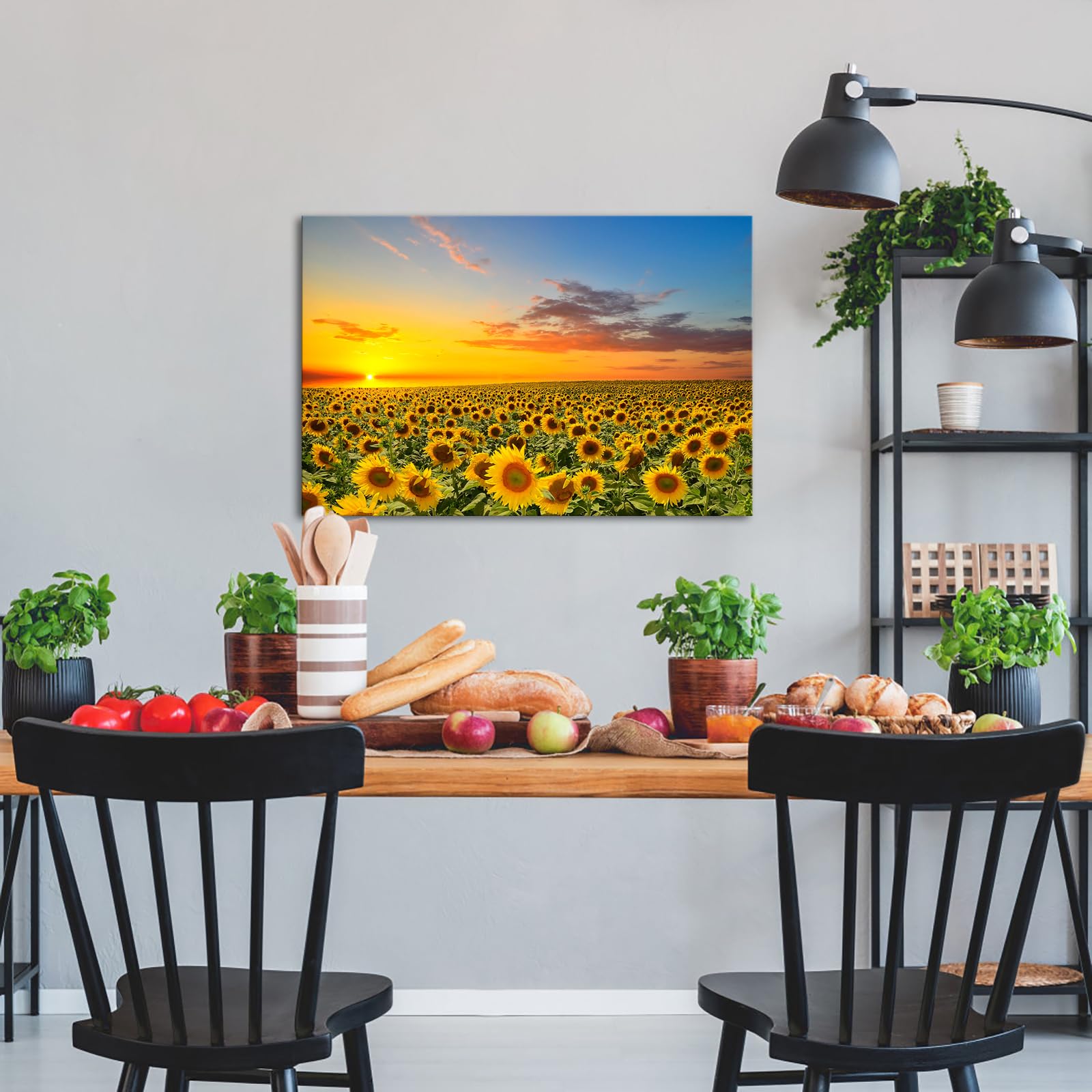 Amazon.com: sechars Sunflower Canvas Wall Art Sunrise in