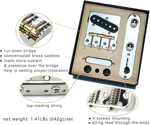 Miniatura 10 de Placa de puente de sillín roscada precableada Alnico V para guitarras estilo Telecaster, interruptor de palanca de 3 vías, perillas de velocidad