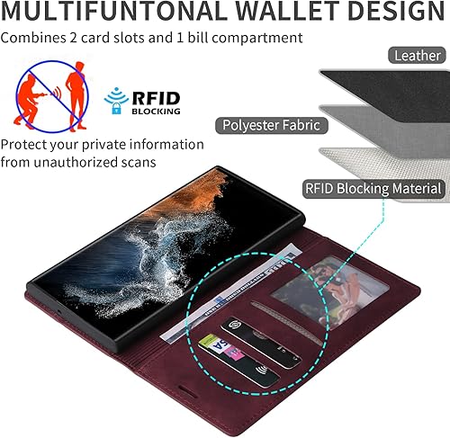 Miniatura 2 de ZZXX Funda tipo cartera para Samsung Galaxy A53 5G con bloqueo RFID, ranura para tarjetas, función atril, magnética, de piel suave, plegable, para