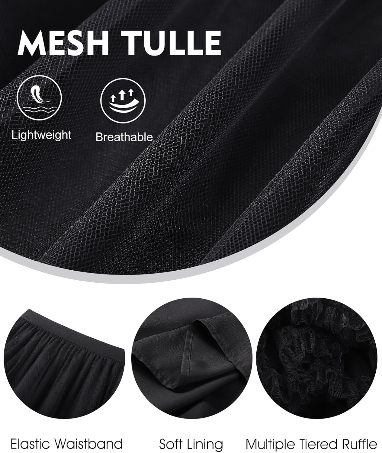 Flygo Women's Maxi Tulle Skirt Long Tiered A Line Mesh Tutu Fairy High Elastic Waist Pleated Layered Skirts - Image 6