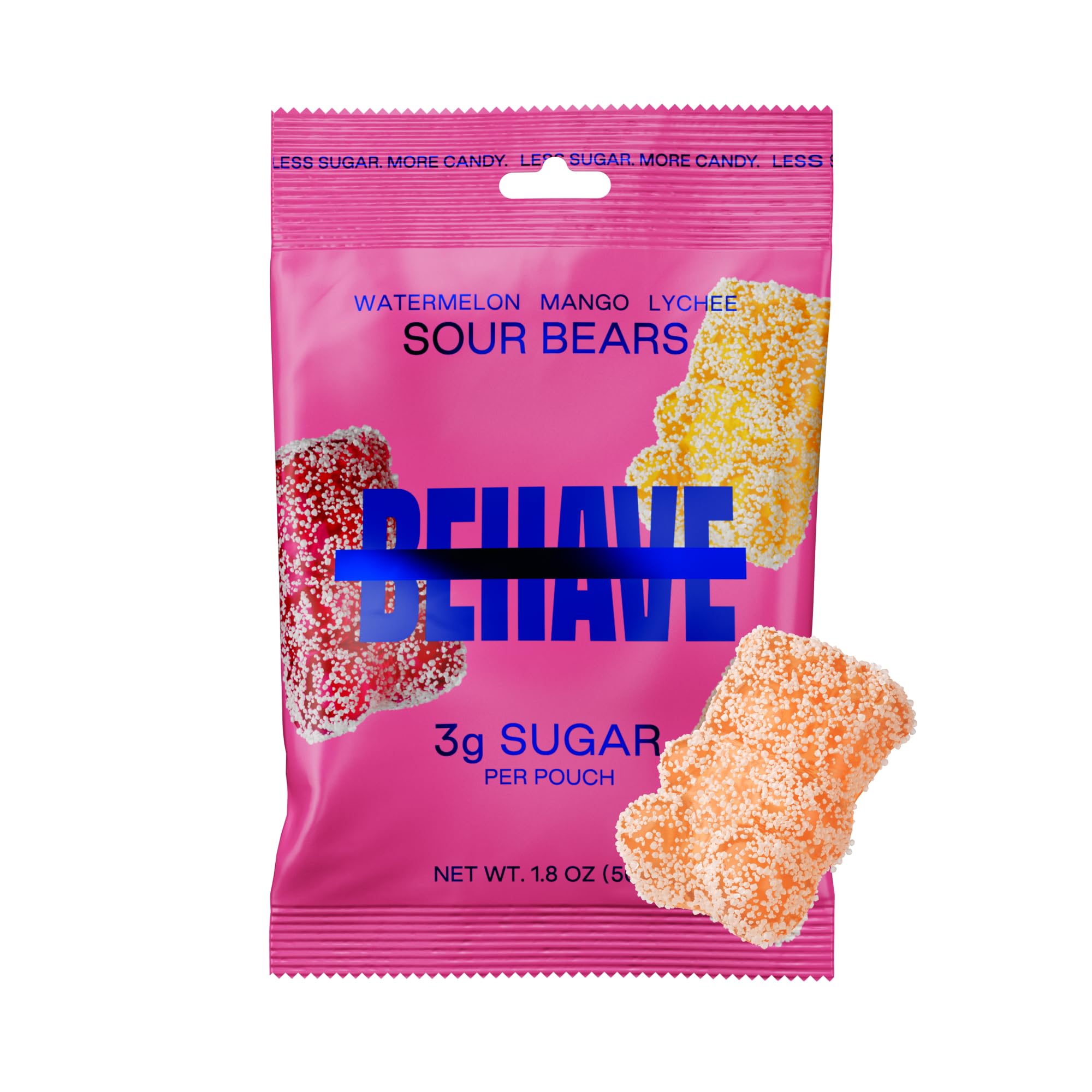 BEHAVELow Sugar, Low Carb Gummy Candy | Healthy, High in Fiber, Keto & Diabetic Friendly Snack | Non-GMO, Gluten-Free, Dairy-Free, No Artificial Flavors or Sweeteners | Sour Bears, 1.8oz (1-Pack)