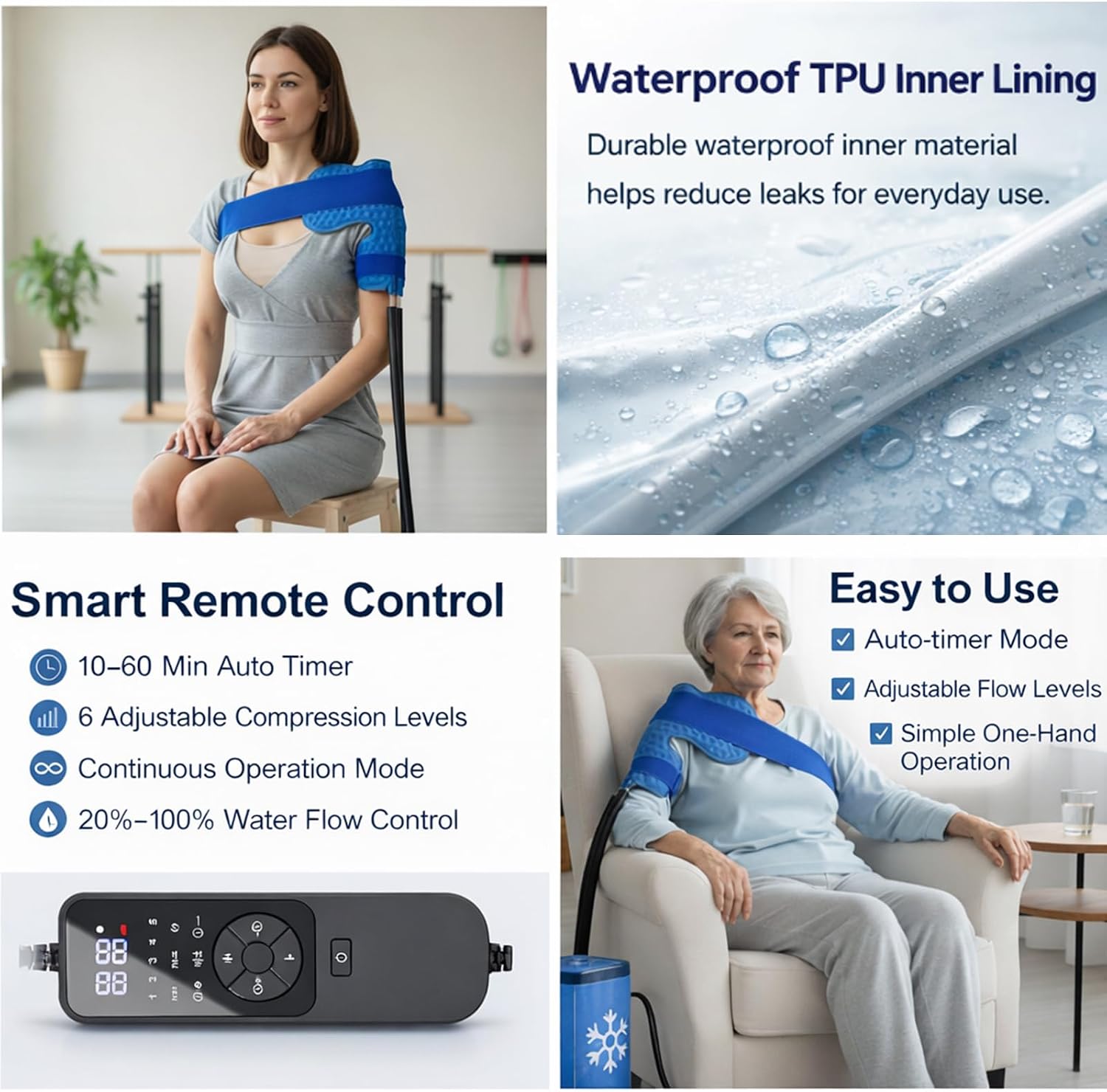 Ice Therapy Machine for Shoulder After Surgery – 16QT Cold Therapy Machine for Shoulder, Leak-Proof Design with Timer & Adjustable Flow, Quiet Cooling for Comfortable Recovery