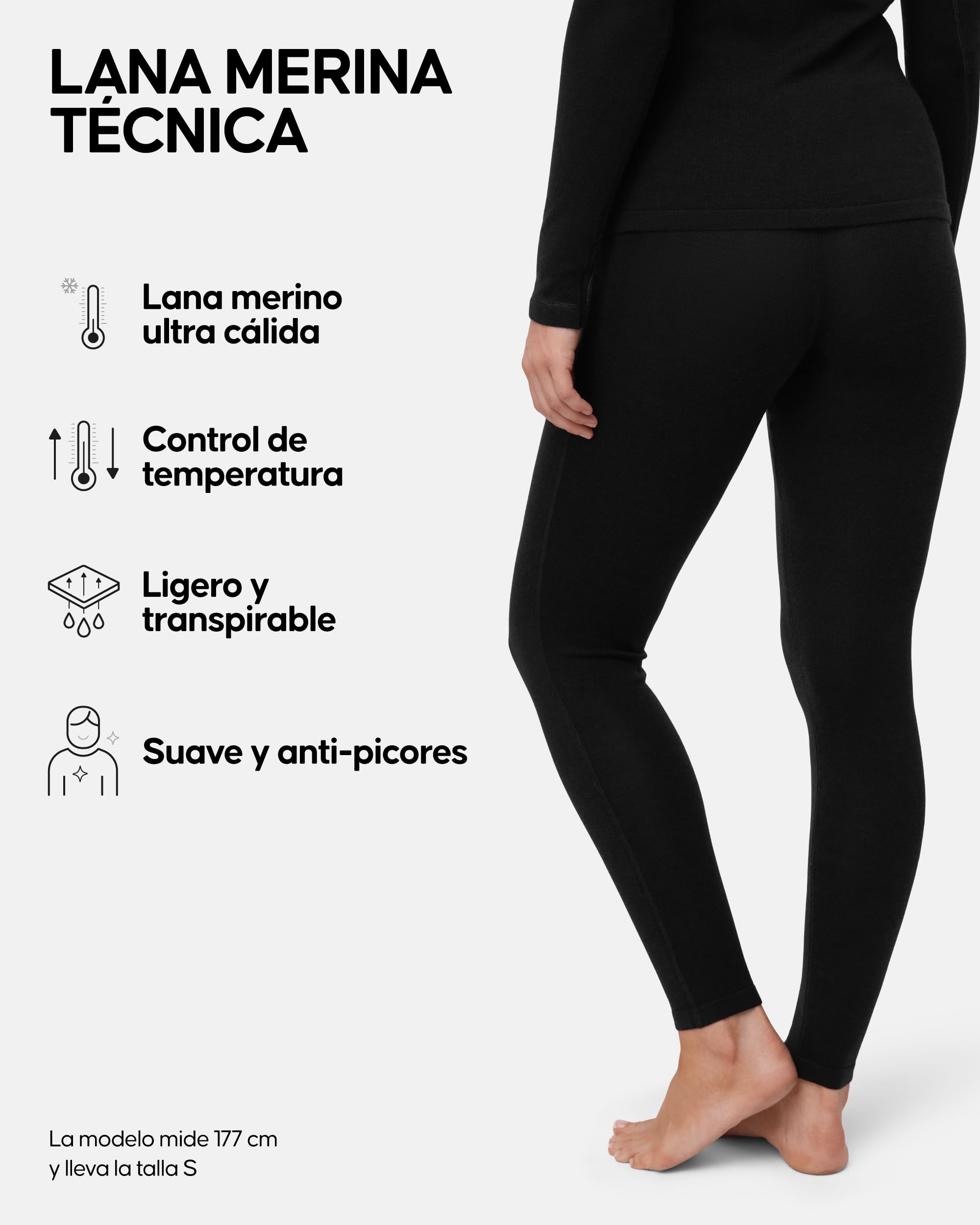 DANISH ENDURANCE Leggings Térmicos de Lana Merino para Mujer, Frío Extremo
