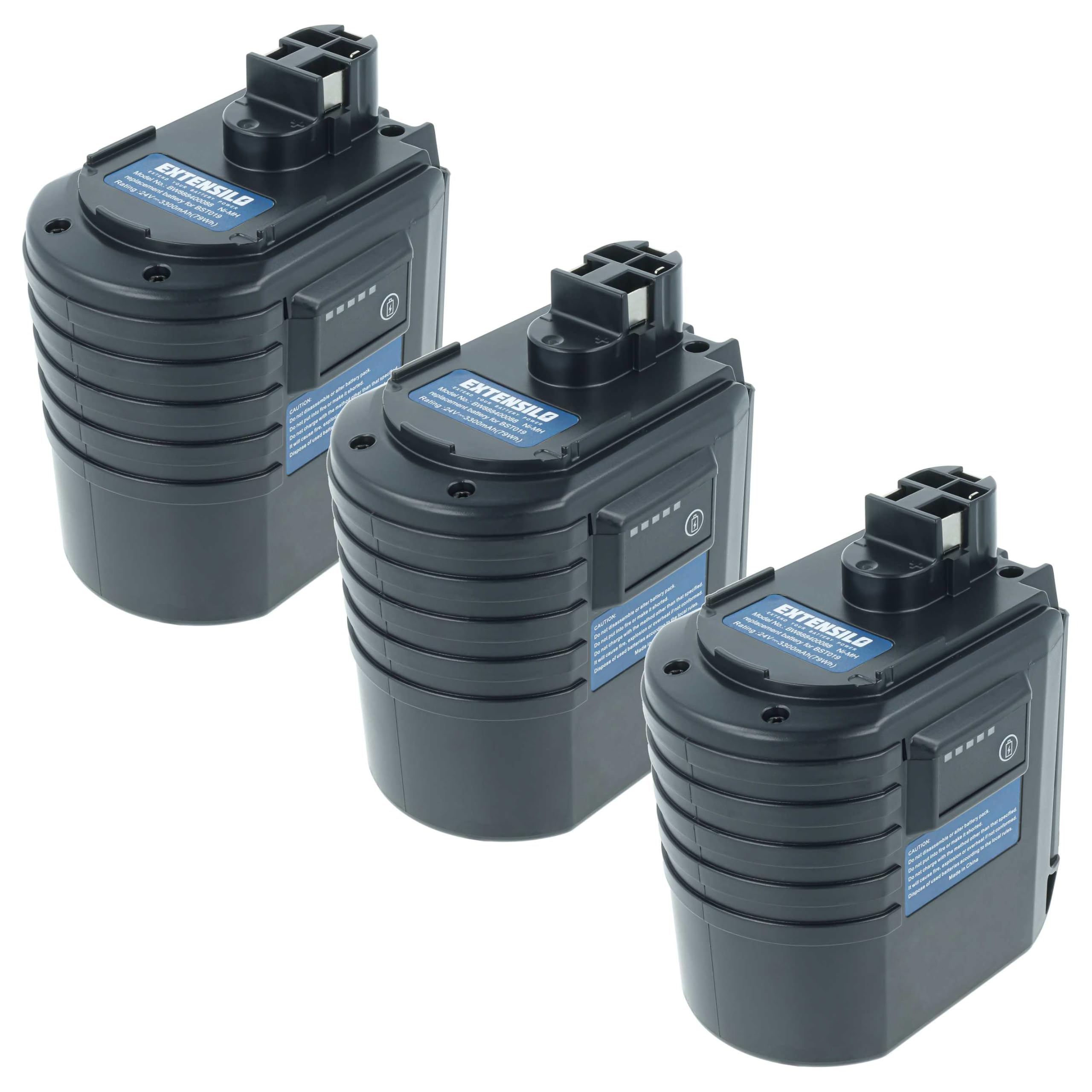 3x batteria sostituisce Würth 702 300 824, 702 300 924, APBO/SL 24V, 0702300924 per attrezzi da lavoro (3300 mAh, NiMH, 24 V)